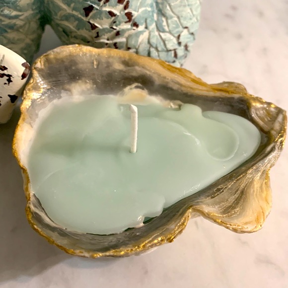 Shabby Chic Boho Shell Decor - Handmade Soy Wax Candle in a Seashell - Picture 1 of 15
